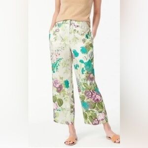 J. Crew Floral Ankle Pants - Green, Purple, Cream